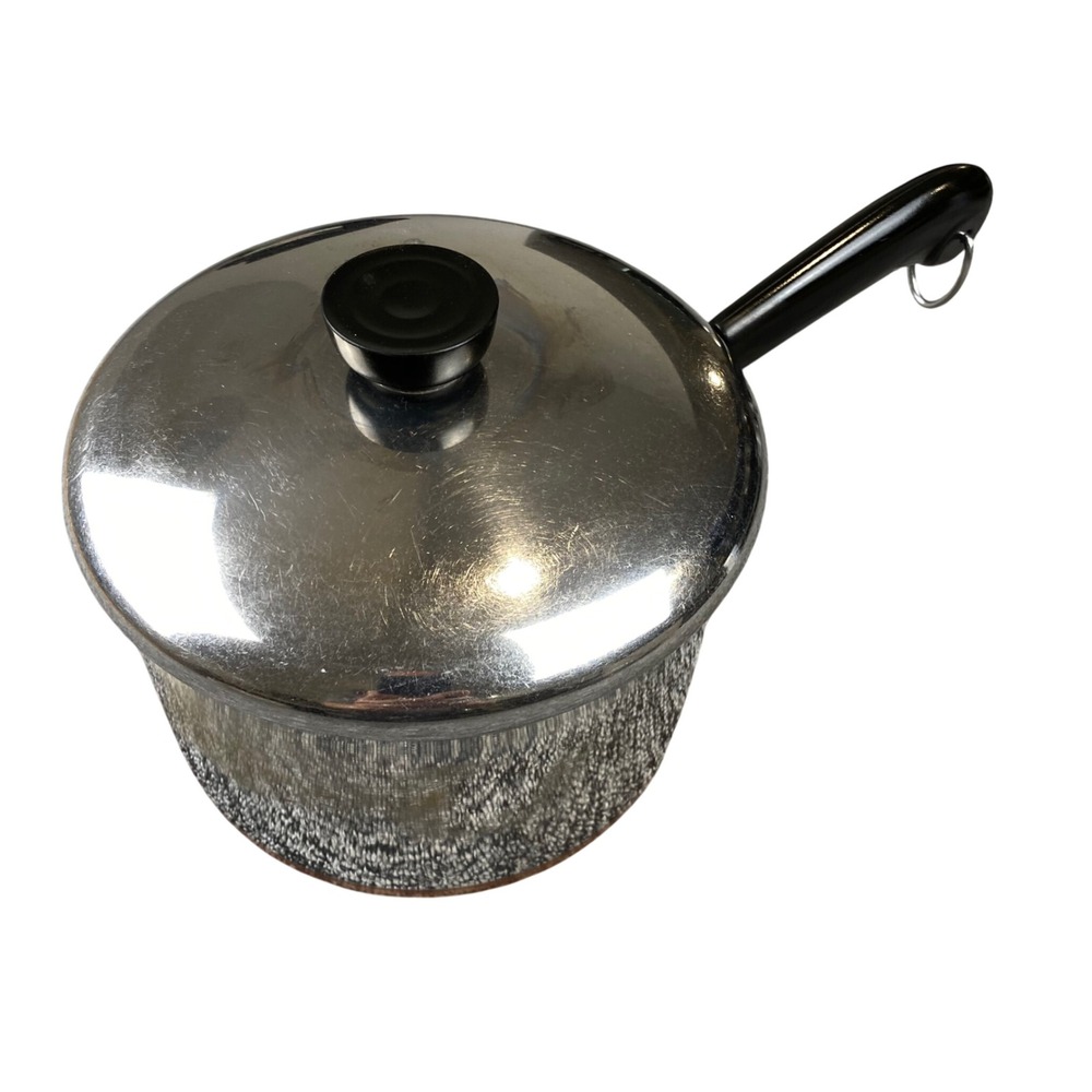 Vintage 1995 Revere Ware 3 Qt Saucepan Copper Clad Bottom Lid Clinton IL USA